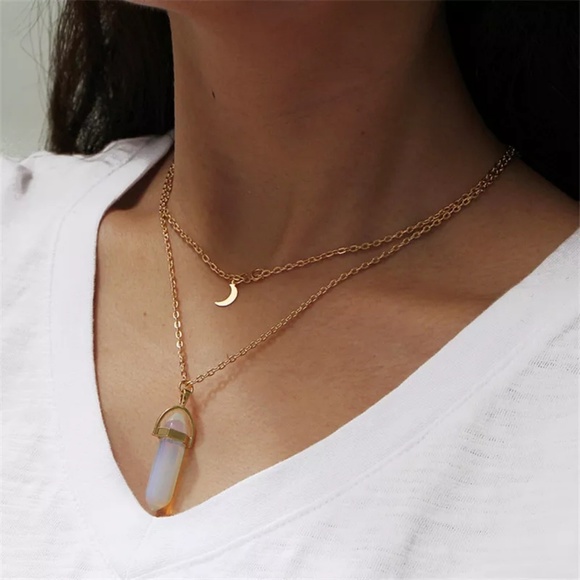 Jewelry - 🍁4/$25🍁New Boho Geometric Moon Stone Necklace